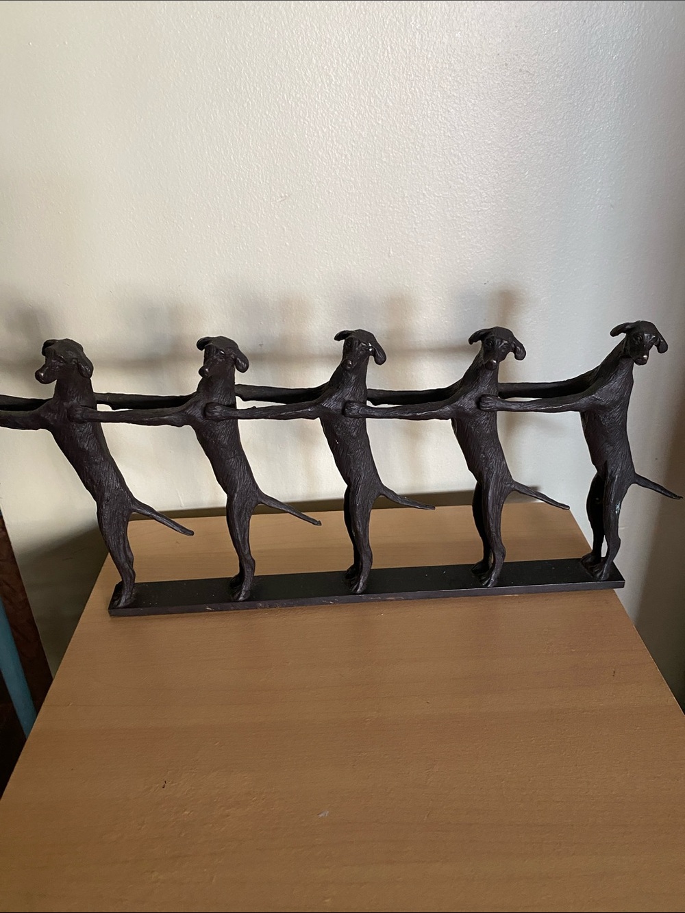 Vintage Iron Black Dog sculpture 8” x17”